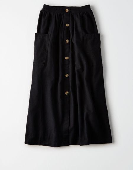 American Eagle Outfitters Ae Button Front Midi Skirt