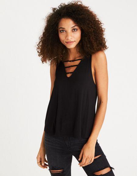 American Eagle Outfitters Ae Soft & Sexy Strappy Ring-detail Tank