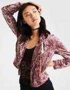 American Eagle Outfitters Ae Crushed Velvet Moto Jacket