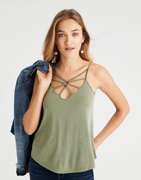 American Eagle Outfitters Ae Soft & Sexy Sueded Strappy Tank
