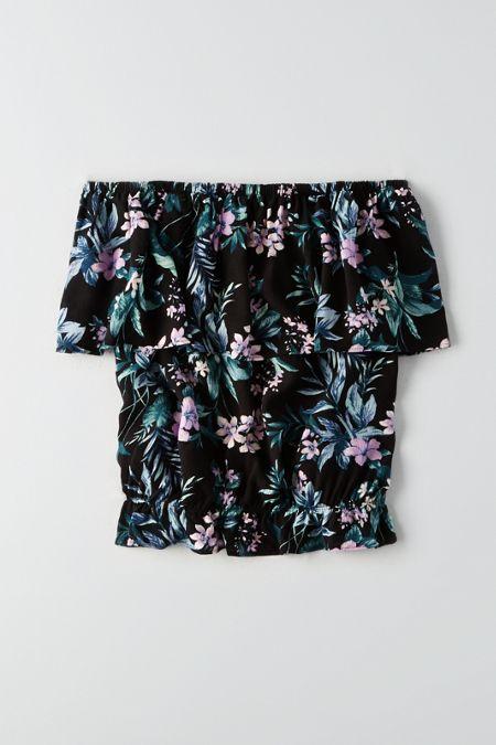 American Eagle Outfitters Ae Off-the-shoulder Bubble Top