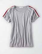 American Eagle Outfitters Don't Ask Why Stripe Trim Tee