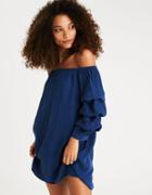 American Eagle Outfitters Ae Tiered-sleeve Off-the-shoulder Dress