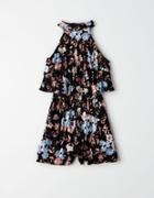 American Eagle Outfitters Ae High-neck Overlay Romper