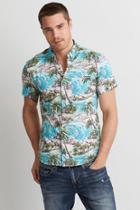 American Eagle Outfitters Ae Short Sleeve Print Poplin Shirt