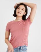 American Eagle Outfitters Ae Soft & Sexy Crew Pocket Solid T-shirt