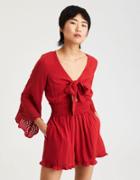 American Eagle Outfitters Ae Tie Front Bell Sleeve Romper