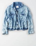 American Eagle Outfitters Ae Released-hem Cropped Denim Shirt
