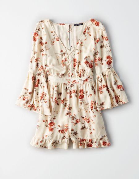 American Eagle Outfitters Ae Cross Front Bell Sleeve Romper