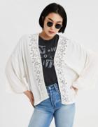 American Eagle Outfitters Ae Embroidered Lace Trim Kimono