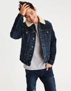 American Eagle Outfitters Ae Faux Sherpa Lined Denim Jacket