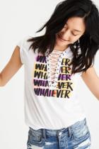 American Eagle Outfitters Ae Lace-up Graphic T-shirt