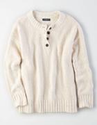 American Eagle Outfitters Ae Striped Henley Pullover Sweater