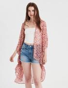 American Eagle Outfitters Ae High-low Chiffon Kimono