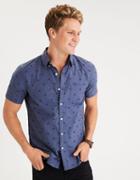 American Eagle Outfitters Ae Kangaroo Print Short Sleeve Poplin Shirt