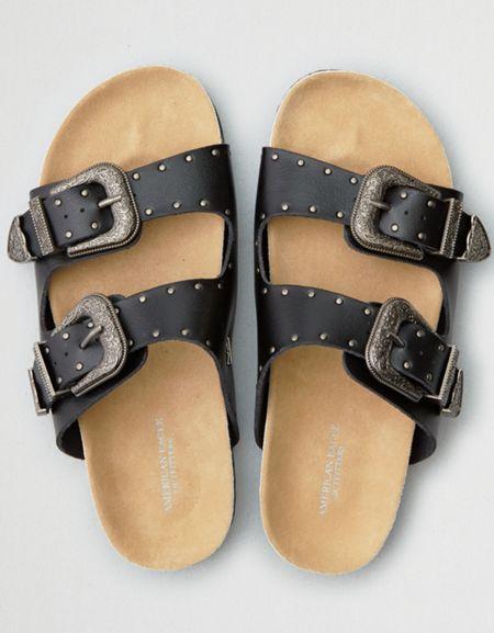 American Eagle Outfitters Western Buckle Molded Footbed Sandal