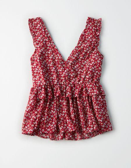 American Eagle Outfitters Ae Peplum Sleeveless Top