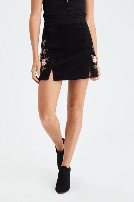 American Eagle Outfitters Ae Embroidered Corduroy Skirt