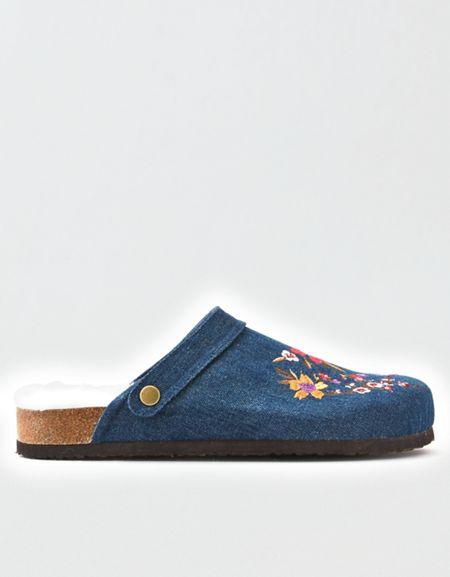 American Eagle Outfitters Ae Embroidered Denim Clog