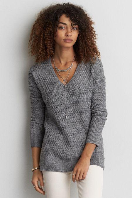 American Eagle Outfitters Ae Textured V-neck Sweater