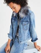 American Eagle Outfitters Ae Fur Collar Studded Denim Jacket