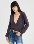 American Eagle Outfitters Ae Cropped Surplice Sweater