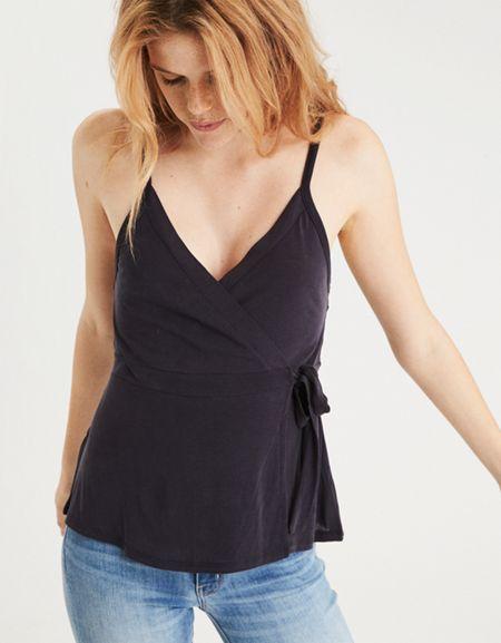American Eagle Outfitters Ae Wrap Front Tank