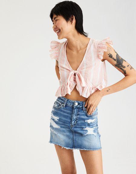 American Eagle Outfitters Ae Tie Front Shell