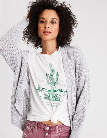 American Eagle Outfitters Ae Cocoon Waffle Cardigan