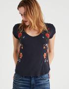 American Eagle Outfitters Ae Soft & Sexy Embroidered T-shirt