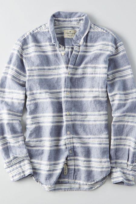 American Eagle Outfitters Ae Classic Stripe Linen Shirt