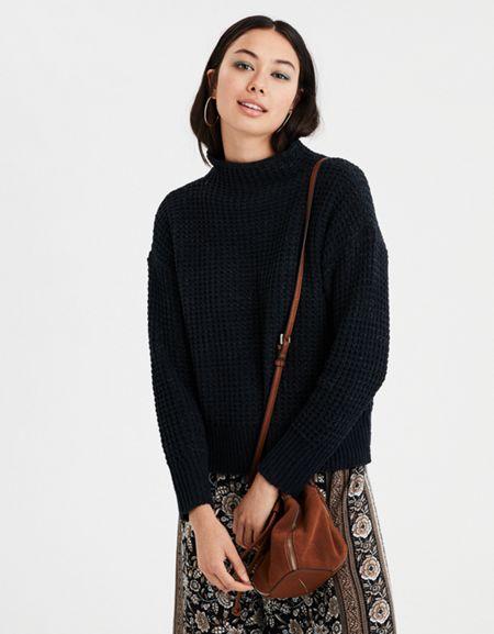 American Eagle Outfitters Ae Slouchy Mock Neck Pullover Sweater