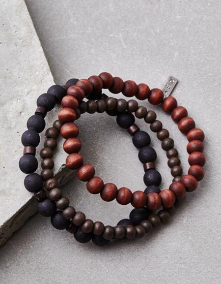 American Eagle Outfitters Ae Black & Brown Bead Bracelet Set