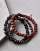 American Eagle Outfitters Ae Black & Brown Bead Bracelet Set
