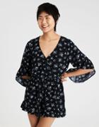 American Eagle Outfitters Ae Ruffle Sleeve Wrap Front Romper