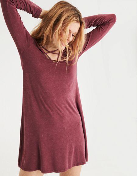 American Eagle Outfitters Ae Soft & Sexy Knit Strappy Front Top
