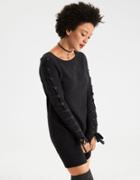 American Eagle Outfitters Ae Ahh-mazingly Soft Lace-up-sleeve Sweater Dress