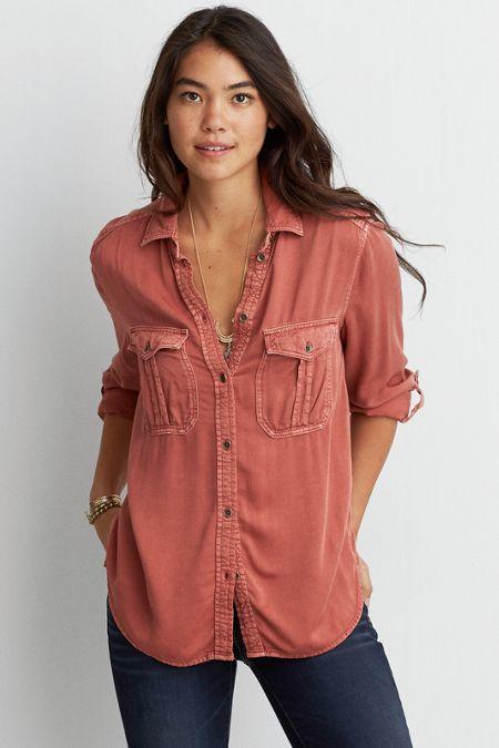American Eagle Outfitters Ae Woven Utility Shirt