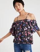 American Eagle Outfitters Ae Cold Shoulder Printed Top