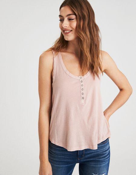 American Eagle Outfitters Ae Destroy Henley Jegging Top