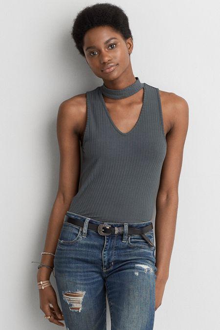American Eagle Outfitters Ae Soft & Sexy Ribbed Choker Tank