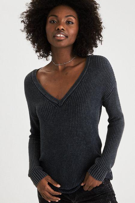 American Eagle Outfitters Ae Acid Washed V-neck Sweater