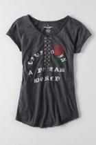 American Eagle Outfitters Ae Raglan Lace-up T-shirt