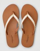 American Eagle Outfitters Ae Crochet Overlay Leather Flip Flop