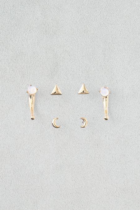 American Eagle Outfitters Ae Moons & Triangles Front Back Earrings