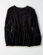 American Eagle Outfitters Ae Long Sleeve Lace Up Top