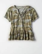 American Eagle Outfitters Ae Lace Up Peplum T-shirt
