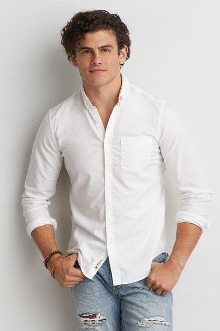 American Eagle Outfitters Ae Slim Solid Oxford Shirt