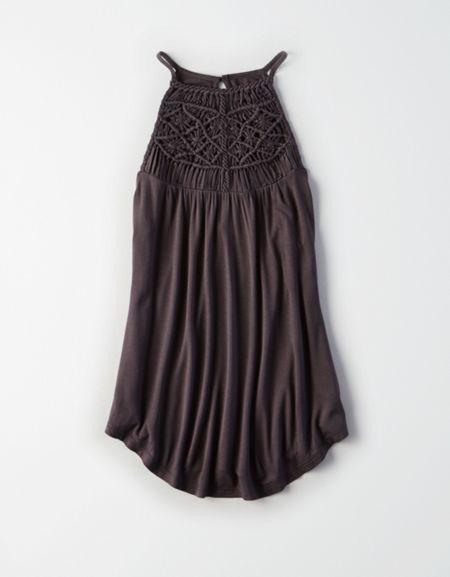 American Eagle Outfitters Ae Soft & Sexy Macrame Halter Tank