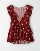 American Eagle Outfitters Ae Button Up Ruffle Top
